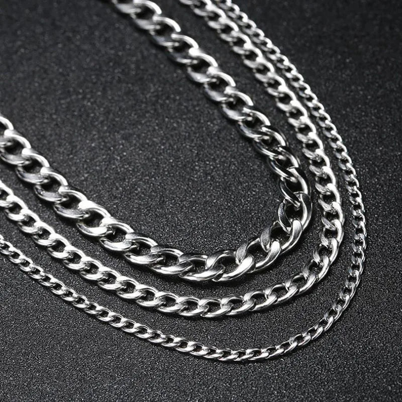 Stainless Steel Chain Necklace Long Hip Hop for Men