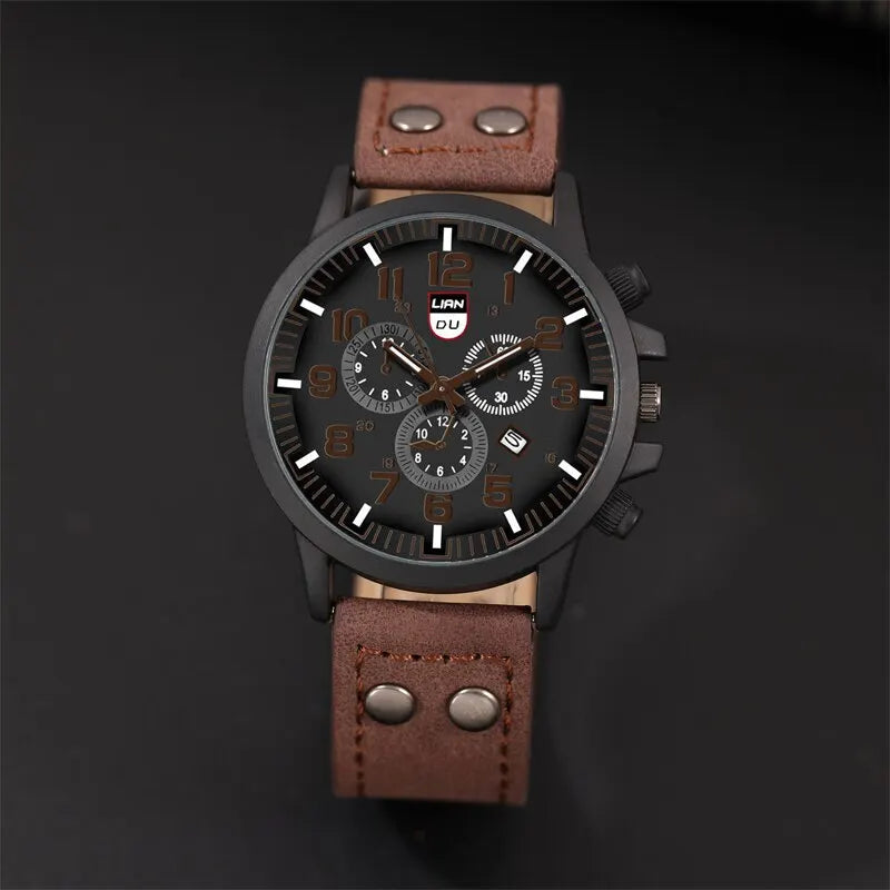 Men Casual Leather Quartz Watch