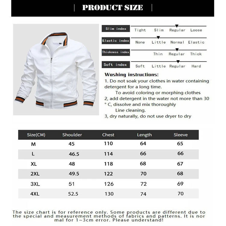 Men's Stand Collar Casual Zipper Jacket