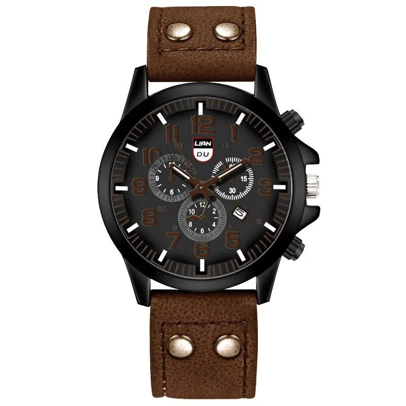 Men Casual Leather Quartz Watch