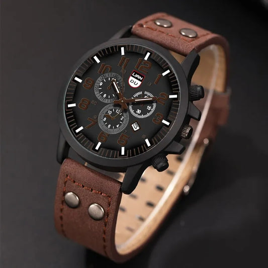 Men Casual Leather Quartz Watch